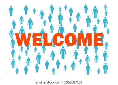 Invitation to work in the team. New team member. The inscription of the invitation on the background of people.