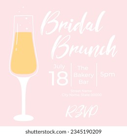 Einladender Brunch mit Gläsern Champagner. Bachelorette Party Einladung Vorlage. Vektorgrafik. Ballenbrunch.