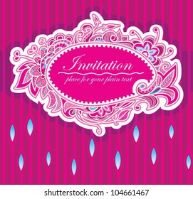 Invitational with a painted frame. The bright pink color.