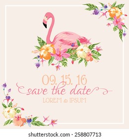 Invitation/Congratulation Card Set - Flamingo Theme - in vector