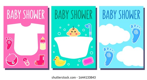 Invitations of Baby Shower Kid Celebration, Vector Illustration EPS 10.