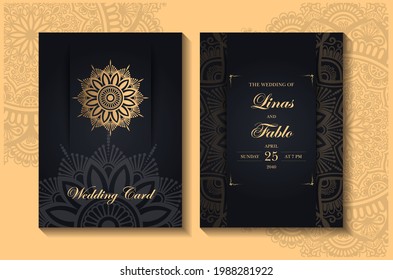 invitations  Card with mandala pattern.Vector vintage hand-drawn highly detailed mandala elements. Luxury lace festive ornament card. Islam, Arabic, Indian, Turkish, Ottoman, Pakistan motifs.