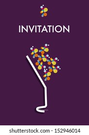 invitations cocktail and champagne bubbles