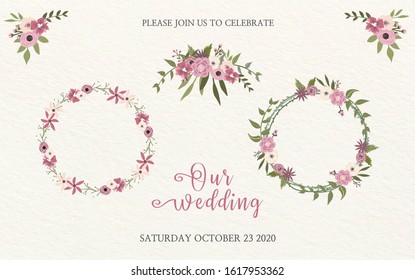 Invitations decorated with romantic floral decoration