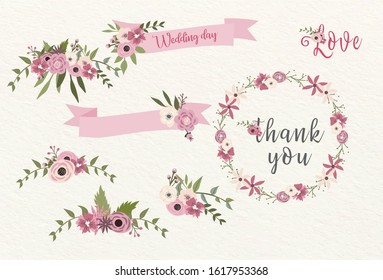 Invitations decorated with romantic floral decoration