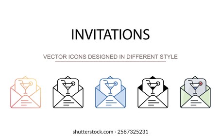 Invitations icon design with white background stock illustration