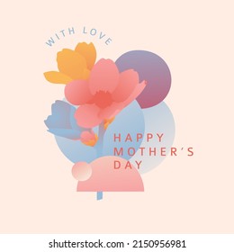  Invitations in the minimalism style with spring plants, leaves, geometric form. Vector.
