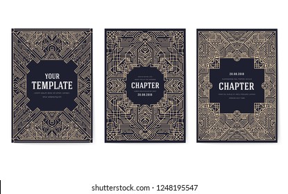 Invitations in a modern style for business. Flyers with a new strict design for parties, weddings and corporate parties. Traditional ornament design for branding 