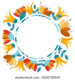 Invitations in a round frame with a flower for announcements about offers and discounts. Spring and summer floral arrangements in the botanical style. Modern design. Concise style.