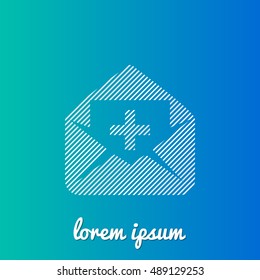 Invite Email White stroke fill with blue & green gradient background Icon / Logo Design