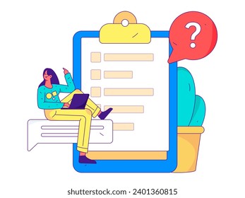 Invite friends to conduct questionnaire flat vector concept operation hand drawn illustration
