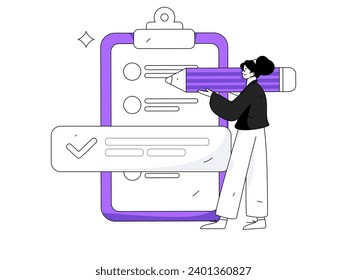 Invite friends to conduct questionnaire flat vector concept operation hand drawn illustration
