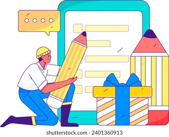 Invite friends to conduct questionnaire flat vector concept operation hand drawn illustration
