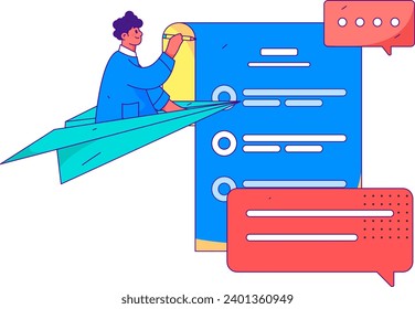 Invite friends to conduct questionnaire flat vector concept operation hand drawn illustration
