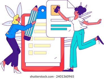 Invite friends to conduct questionnaire flat vector concept operation hand drawn illustration
