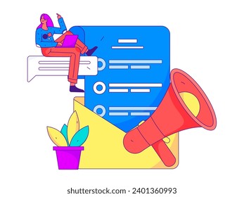 Invite friends to conduct questionnaire flat vector concept operation hand drawn illustration
