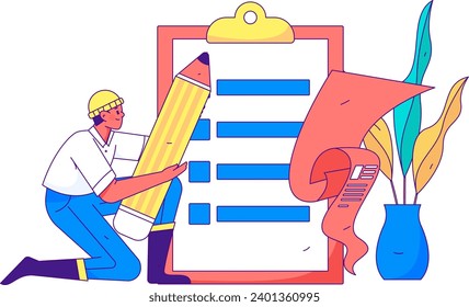 Invite friends to conduct questionnaire flat vector concept operation hand drawn illustration
