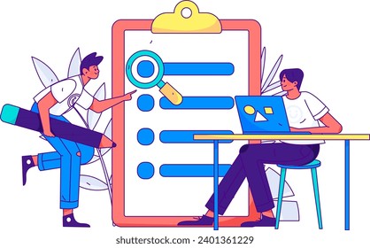 Invite friends to conduct questionnaire flat vector concept operation hand drawn illustration
