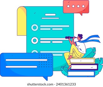 Invite friends to conduct questionnaire flat vector concept operation hand drawn illustration
