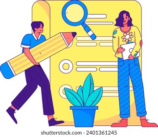 Invite friends to conduct questionnaire flat vector concept operation hand drawn illustration
