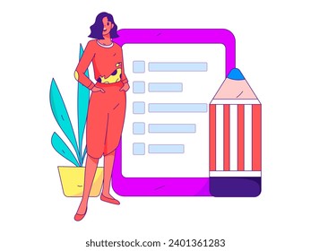 Invite friends to conduct questionnaire flat vector concept operation hand drawn illustration
