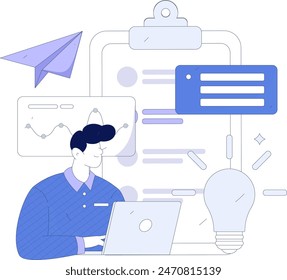 Invite friends to conduct questionnaire flat vector concept operation hand drawn illustration
