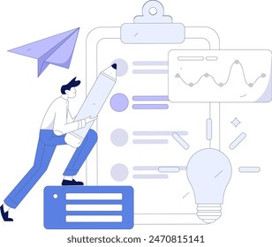 Invite friends to conduct questionnaire flat vector concept operation hand drawn illustration
