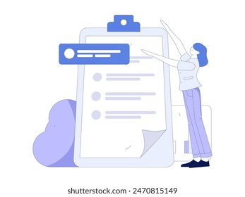 Invite friends to conduct questionnaire flat vector concept operation hand drawn illustration
