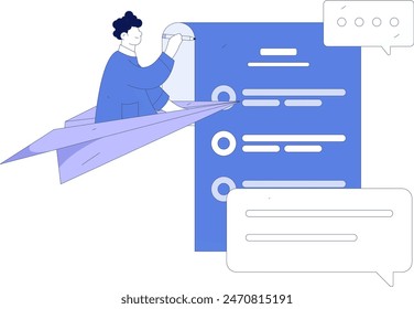 Invite friends to conduct questionnaire flat vector concept operation hand drawn illustration
