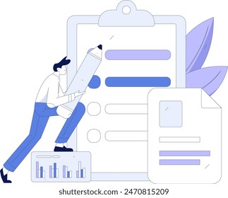 Invite friends to conduct questionnaire flat vector concept operation hand drawn illustration
