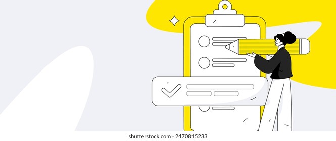 Invite friends to conduct questionnaire flat vector concept operation hand drawn illustration
