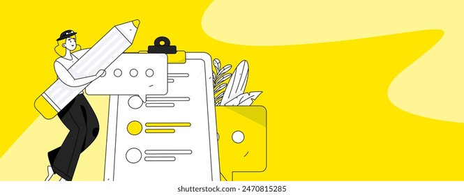 Invite friends to conduct questionnaire flat vector concept operation hand drawn illustration
