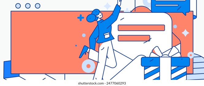 Invite friends to conduct questionnaire flat vector concept operation hand drawn illustration
