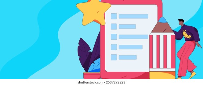 Invite friends to conduct questionnaire flat vector concept operation hand drawn illustration
