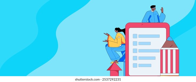 Convidar amigos para realizar questionário vetor plano conceito operação mão desenhada ilustração
