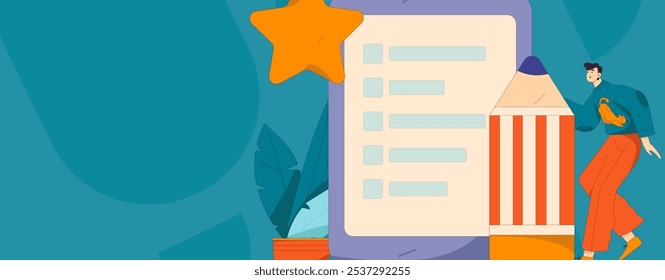 Invite friends to conduct questionnaire flat vector concept operation hand drawn illustration
