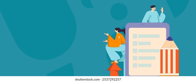 Invite friends to conduct questionnaire flat vector concept operation hand drawn illustration
