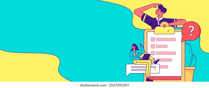 Invite friends to conduct questionnaire flat vector concept operation hand drawn illustration
