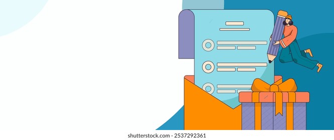 Invite friends to conduct questionnaire flat vector concept operation hand drawn illustration
