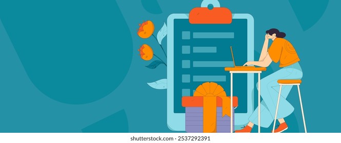 Invite friends to conduct questionnaire flat vector concept operation hand drawn illustration
