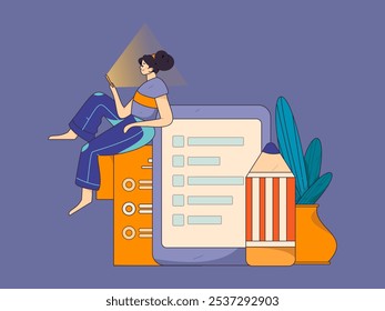 Invite friends to conduct questionnaire flat vector concept operation hand drawn illustration
