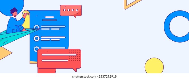 Invite friends to conduct questionnaire flat vector concept operation hand drawn illustration
