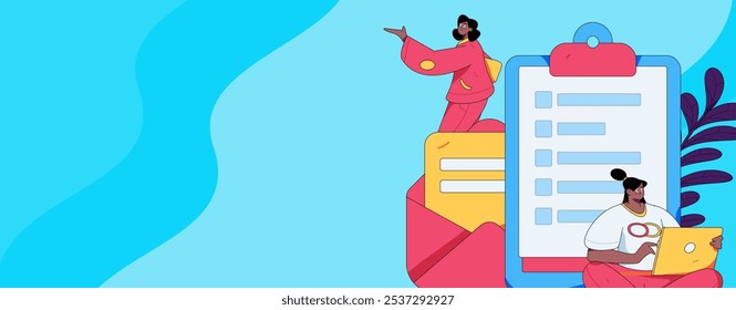 Invite friends to conduct questionnaire flat vector concept operation hand drawn illustration
