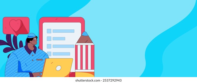 Invite friends to conduct questionnaire flat vector concept operation hand drawn illustration
