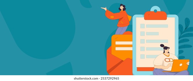 Invite friends to conduct questionnaire flat vector concept operation hand drawn illustration
