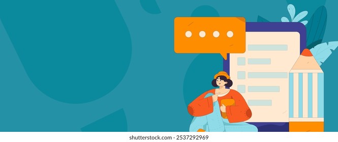 Invite friends to conduct questionnaire flat vector concept operation hand drawn illustration
