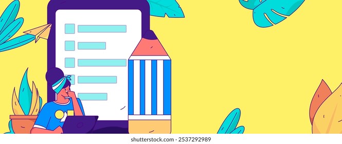 Invite friends to conduct questionnaire flat vector concept operation hand drawn illustration
