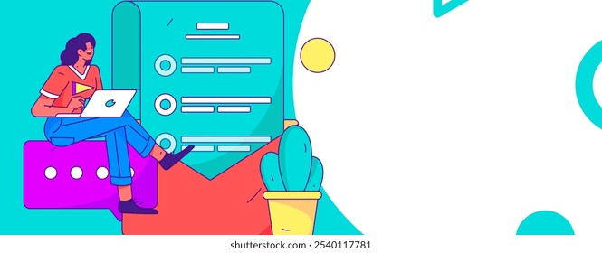 Invite friends to conduct questionnaire flat vector concept operation hand drawn illustration
