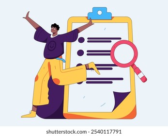 Invite friends to conduct questionnaire flat vector concept operation hand drawn illustration
