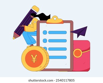 Invite friends to conduct questionnaire flat vector concept operation hand drawn illustration
